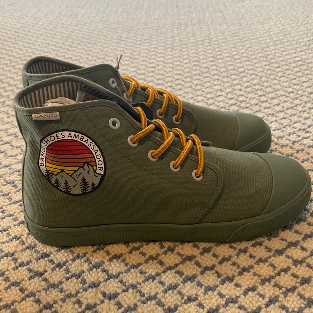 Bangs sage green shoes